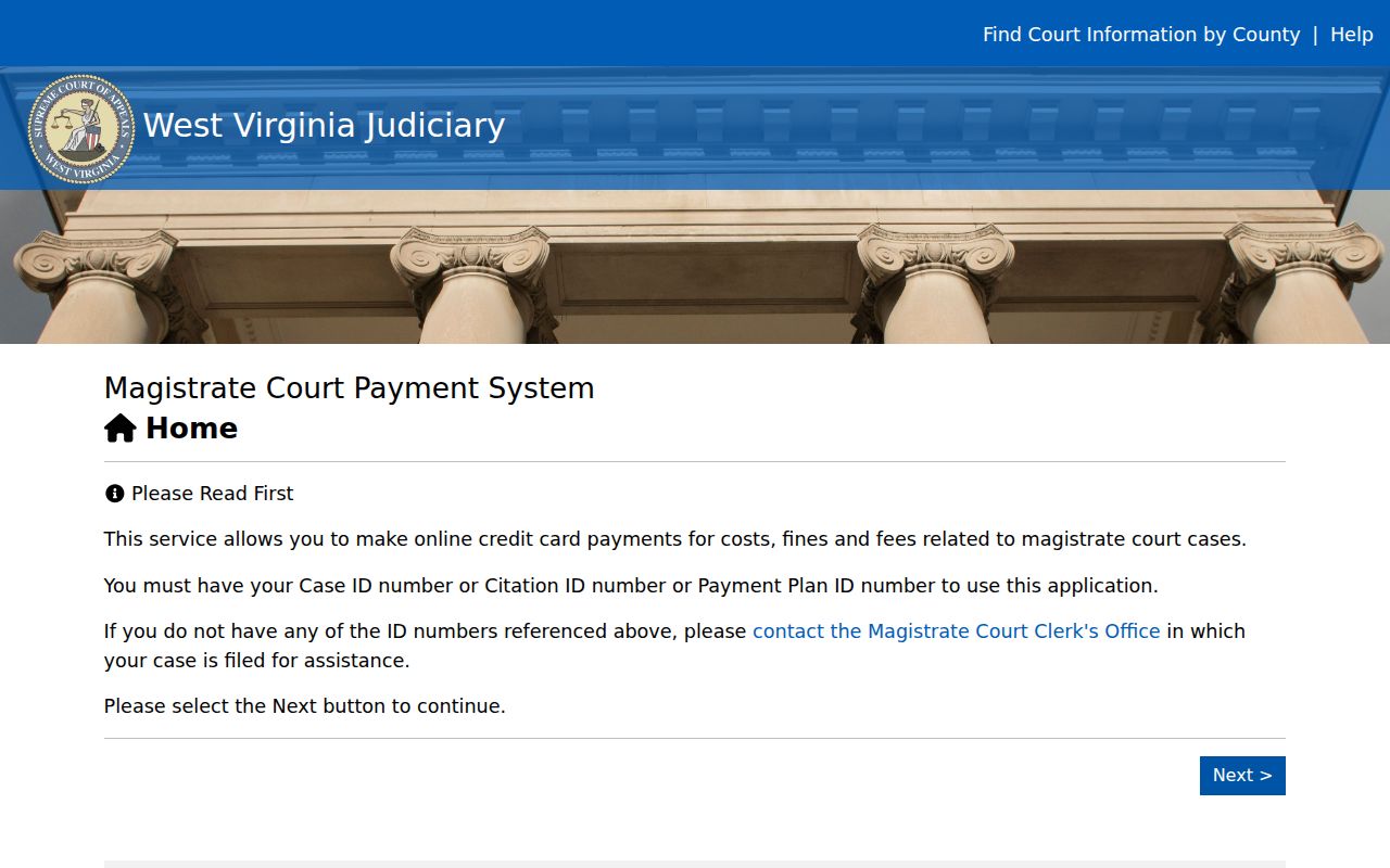 Pleasants County traffic court records citation ID payment search