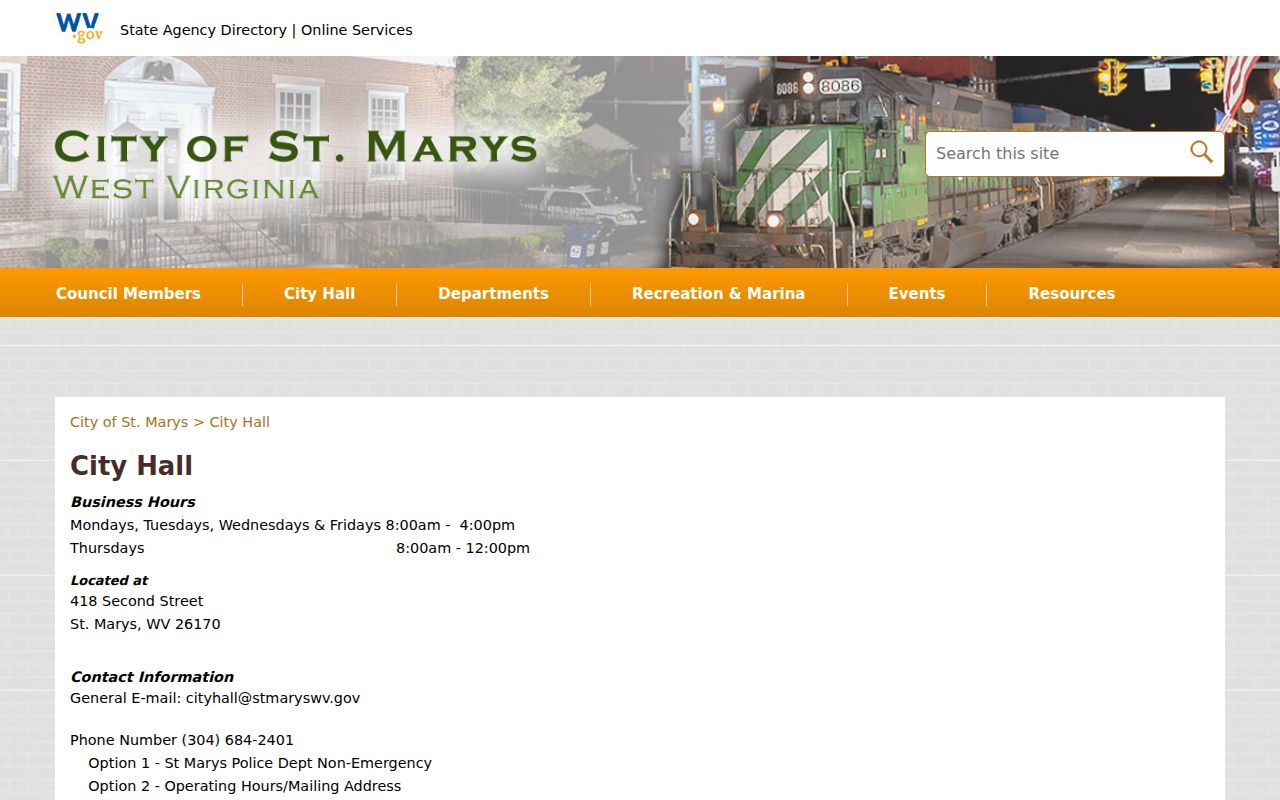 St. Marys court docket access details on the City Hall page